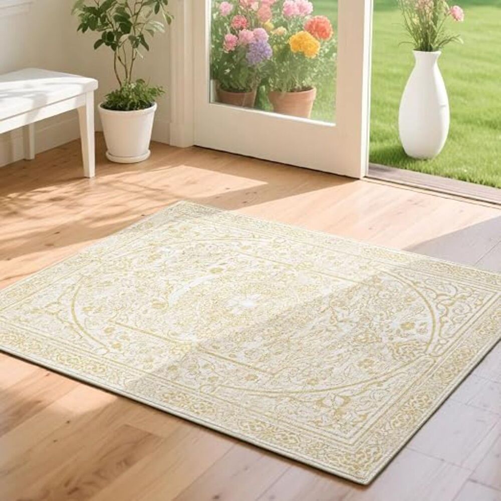 Asrug Machine Washable Small Area Rug, Accent Floor Mat, 2'x3' - Beige